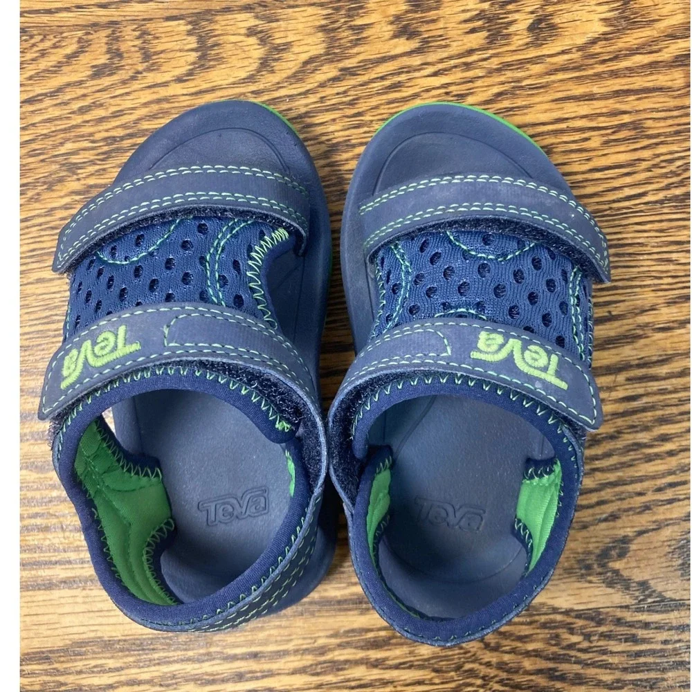 Teva Psyclone 4 Toddler 5 Navy Blue Lime Green Sport Sandals 1019538T
